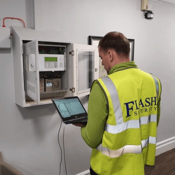 FlashSecurity providing electrical services to a client.