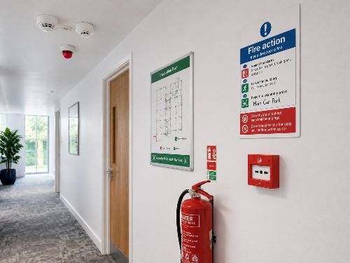 Fire alarm device in a managed commercial building in Westminster