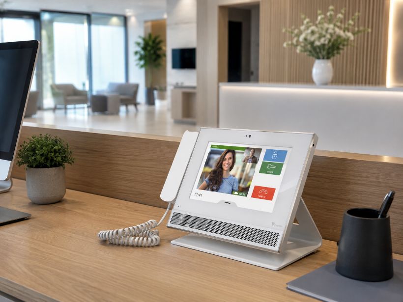 Access control hardware at the entrance of a managed commercial building in Westminster