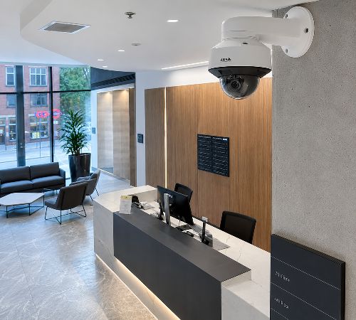 CCTV camera installed in a Southwark commercial building reception