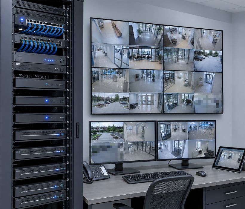 CCTV recording and remote viewing equipment for a managed building