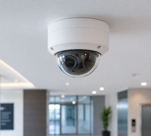 CCTV camera installed in a Southwark commercial building reception